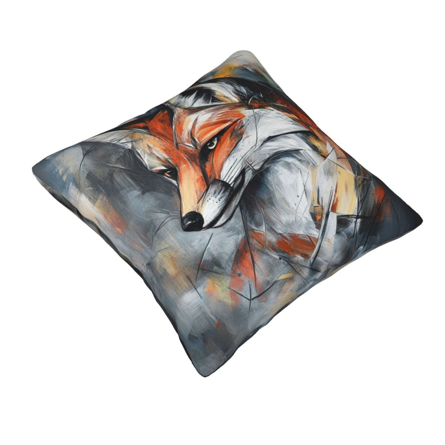 Abstract Fox Art Throw Pillow Cover|16"x16" Modern Animal Decorative Cushion Case|Removable Polyester Pillow Cover