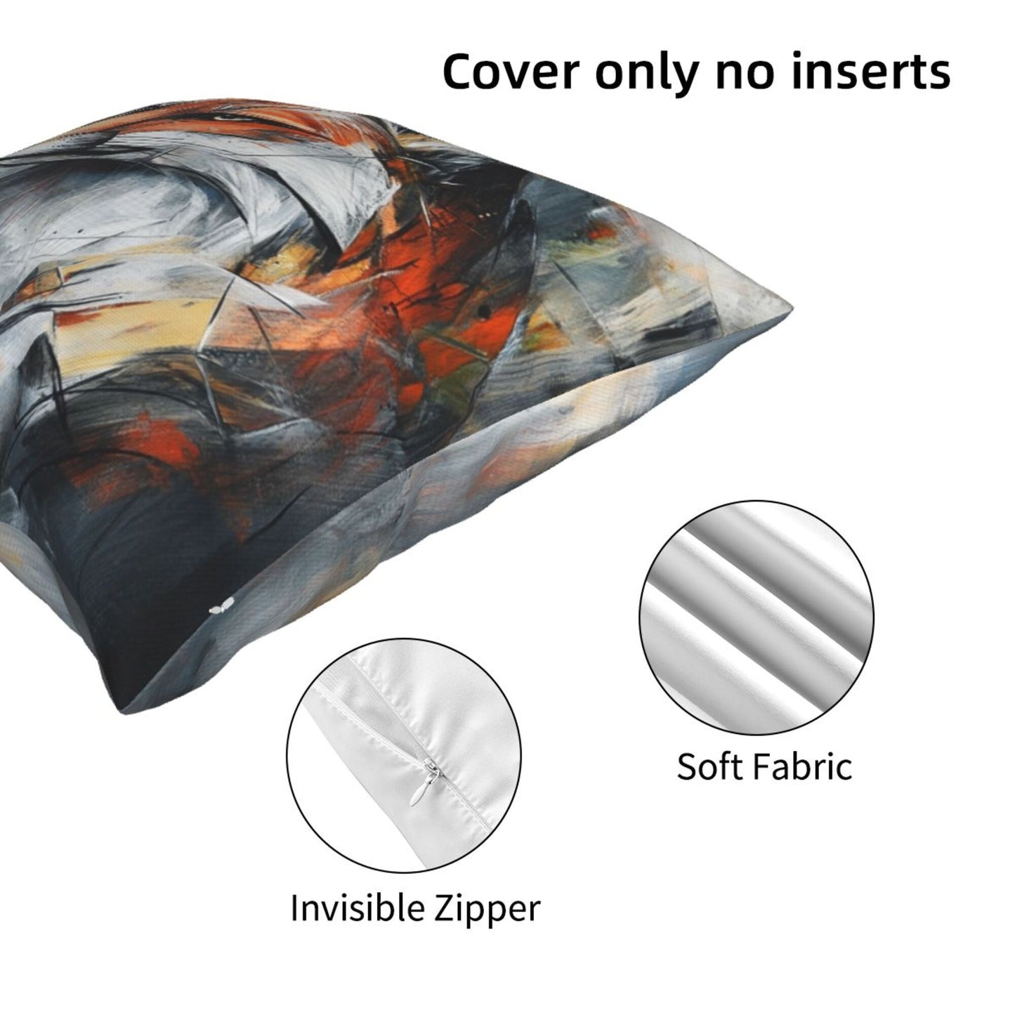 Abstract Fox Art Throw Pillow Cover|16"x16" Modern Animal Decorative Cushion Case|Removable Polyester Pillow Cover