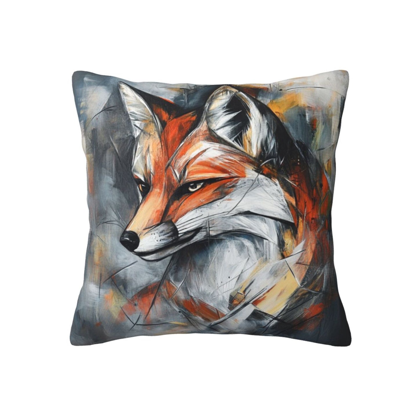 Abstract Fox Art Throw Pillow Cover|16"x16" Modern Animal Decorative Cushion Case|Removable Polyester Pillow Cover