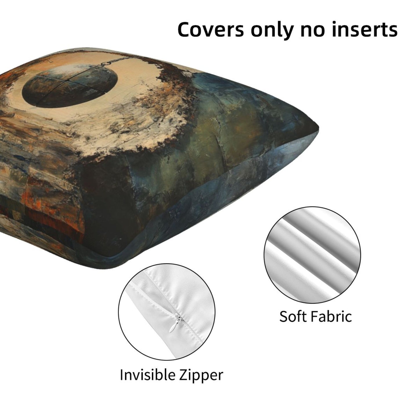 16"x16" Industrial Hanging Ball Art Pillow Covers (Set of 2)|Abstract Wall Break Design|Modern Loft Decor|Machine Washable Cushion Covers