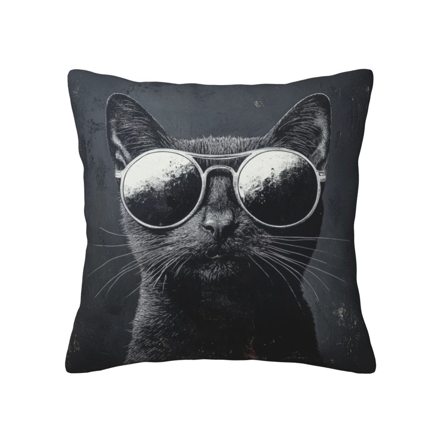 16"x16" Cool Cat with Sunglasses Pillow Covers (Set of 2)|Black & White Graphic Throw Cushion Covers|Trendy Cat Lover Home Decor|Removable & Washable