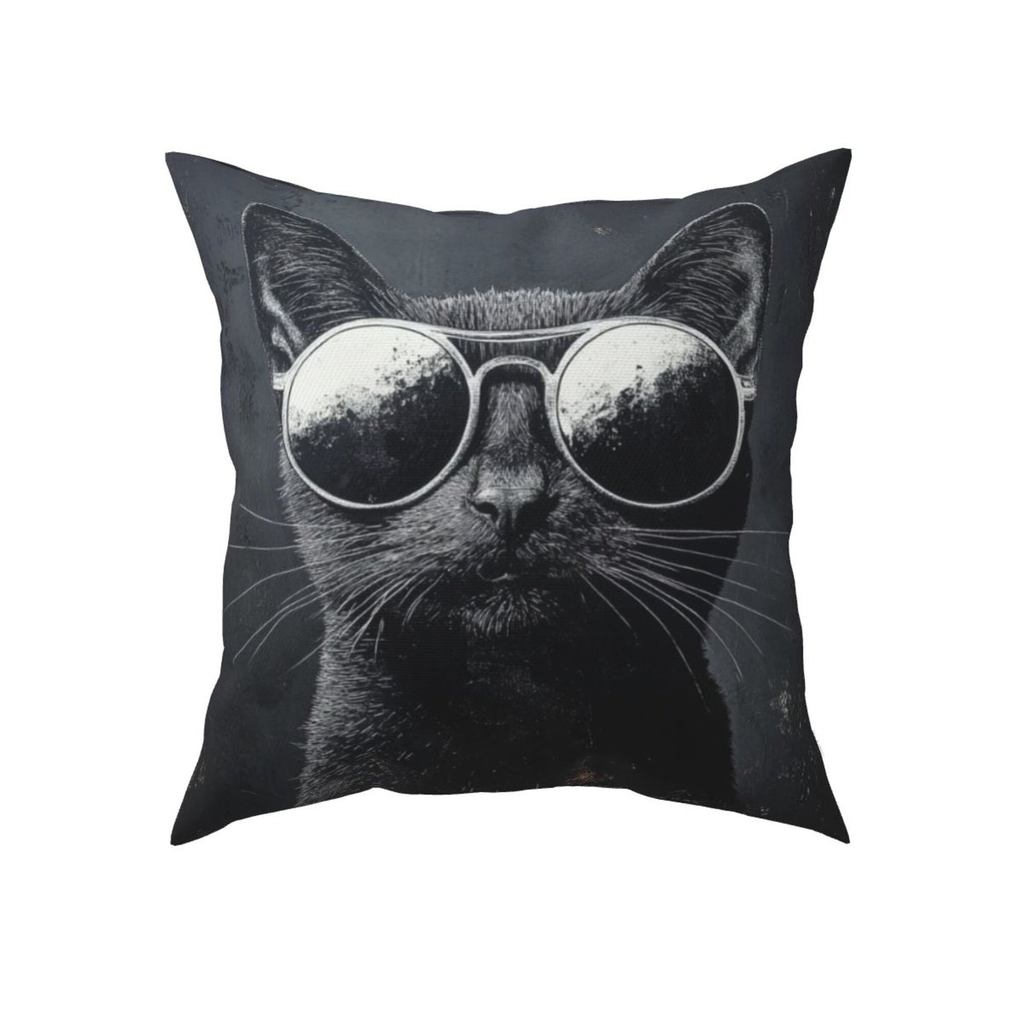 16"x16" Cool Cat with Sunglasses Pillow Covers (Set of 2)|Black & White Graphic Throw Cushion Covers|Trendy Cat Lover Home Decor|Removable & Washable