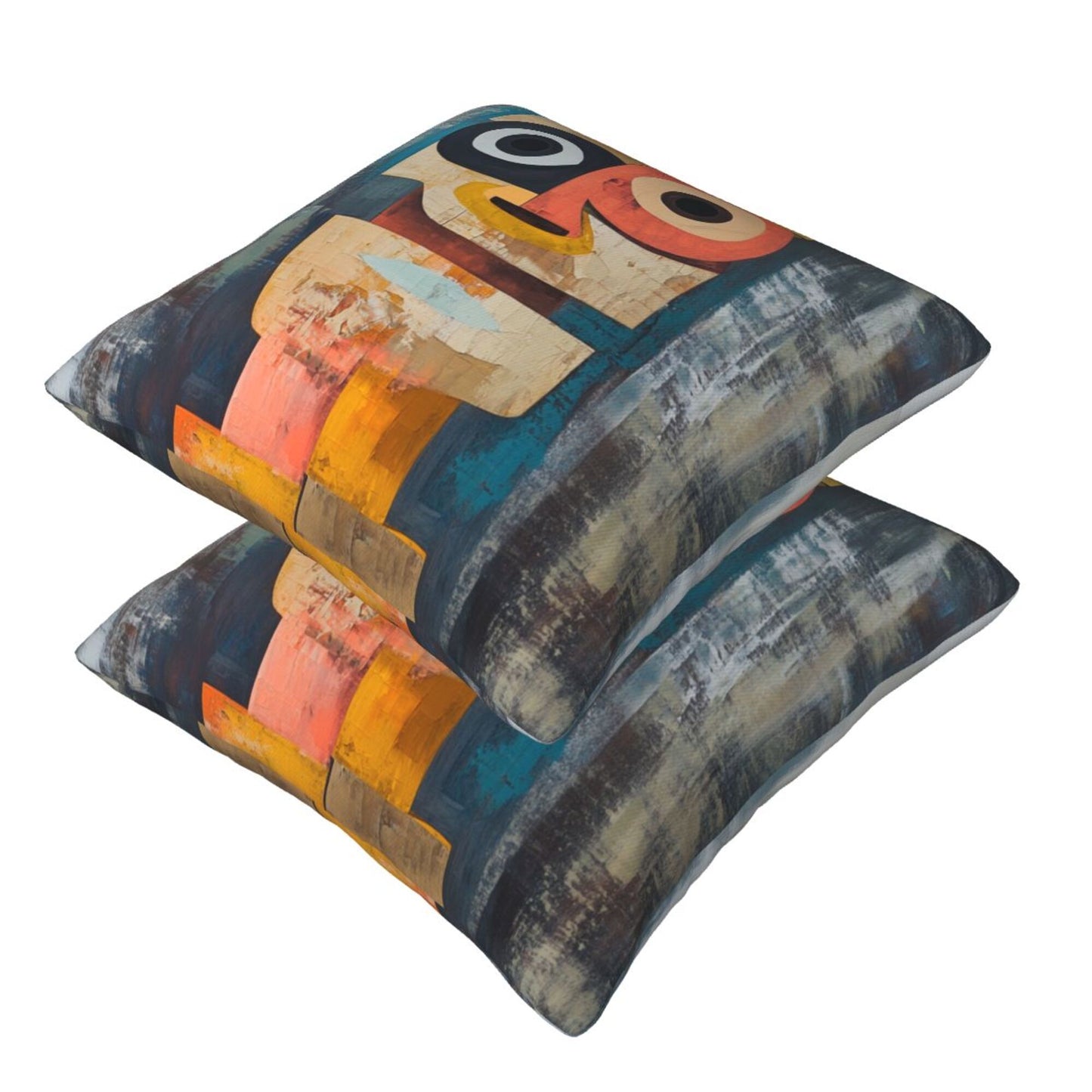 16"x16" Colorful Abstract Face Pillow Covers (Set of 2)|Cubist Oil-Painting Style Throw Pillowcases|Creative Modern Art Decor|Removable & Washable