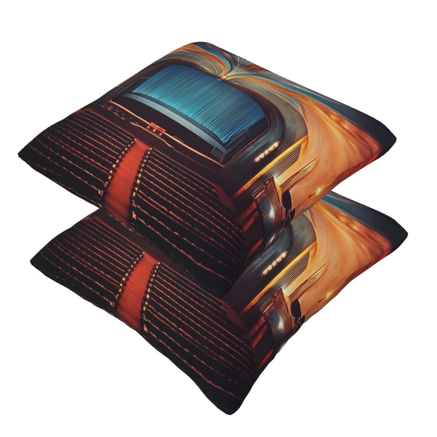 16"x16" Vintage Theater Stage Pillow Covers (Set of 2)|Golden Arch & Curtain Scene|Art Deco Cushion Covers for Home or Studio|Removable & Washable