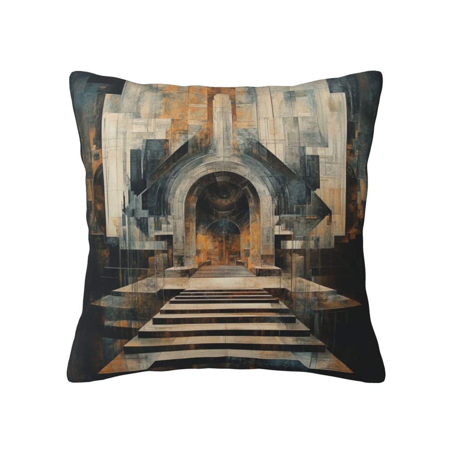 16"x16" Abstract Staircase Architecture Pillow Covers (Set of 2)|Geometric Arch Perspective Art|Modern Home & Studio Decor|Removable & Washable