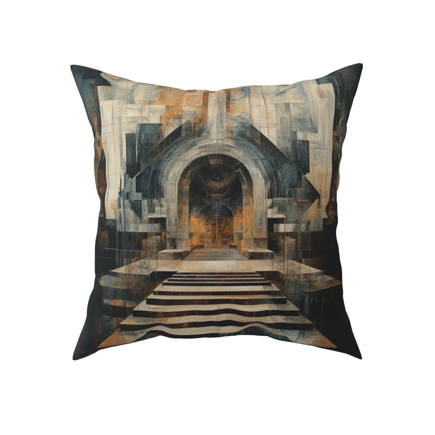 16"x16" Abstract Staircase Architecture Pillow Covers (Set of 2)|Geometric Arch Perspective Art|Modern Home & Studio Decor|Removable & Washable