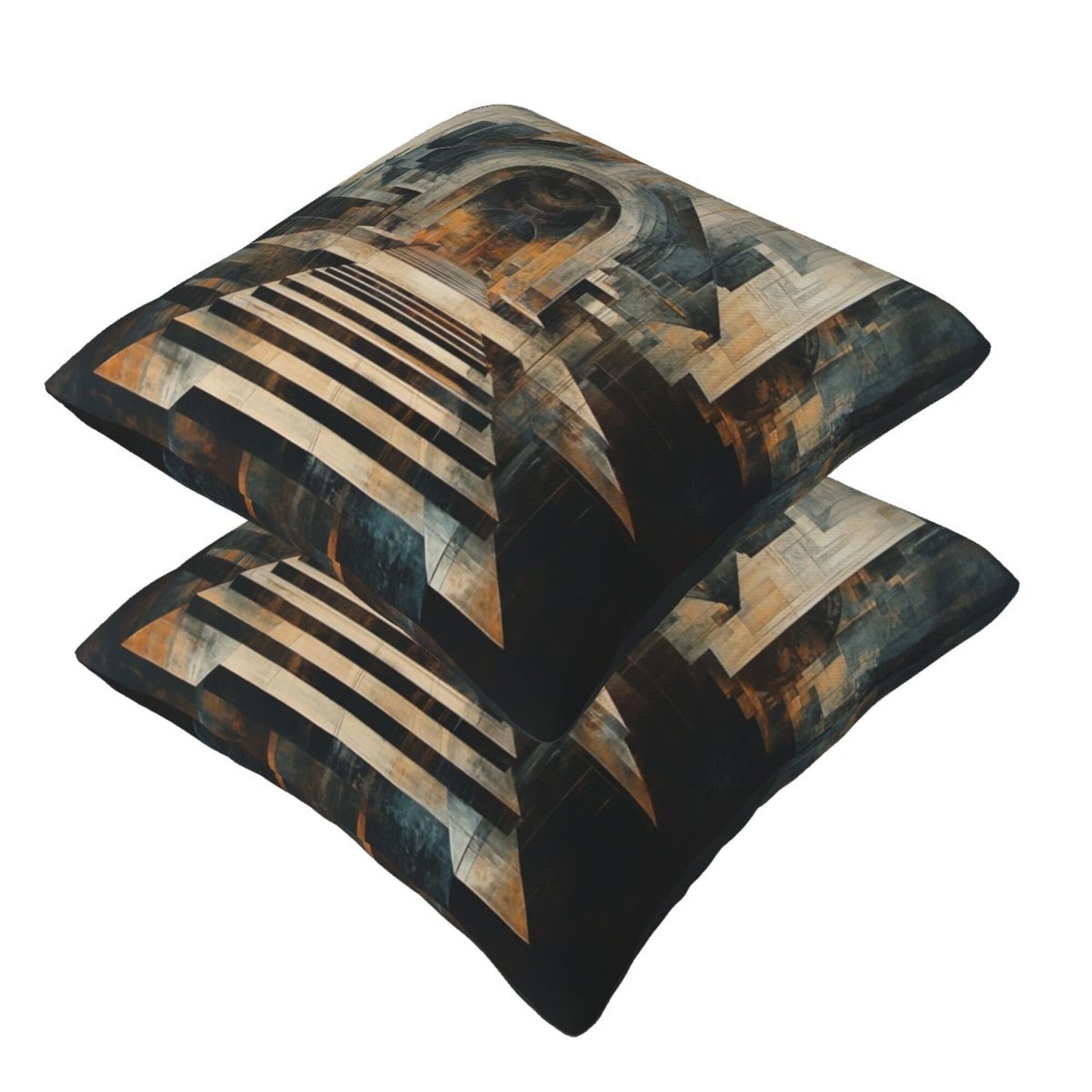 16"x16" Abstract Staircase Architecture Pillow Covers (Set of 2)|Geometric Arch Perspective Art|Modern Home & Studio Decor|Removable & Washable