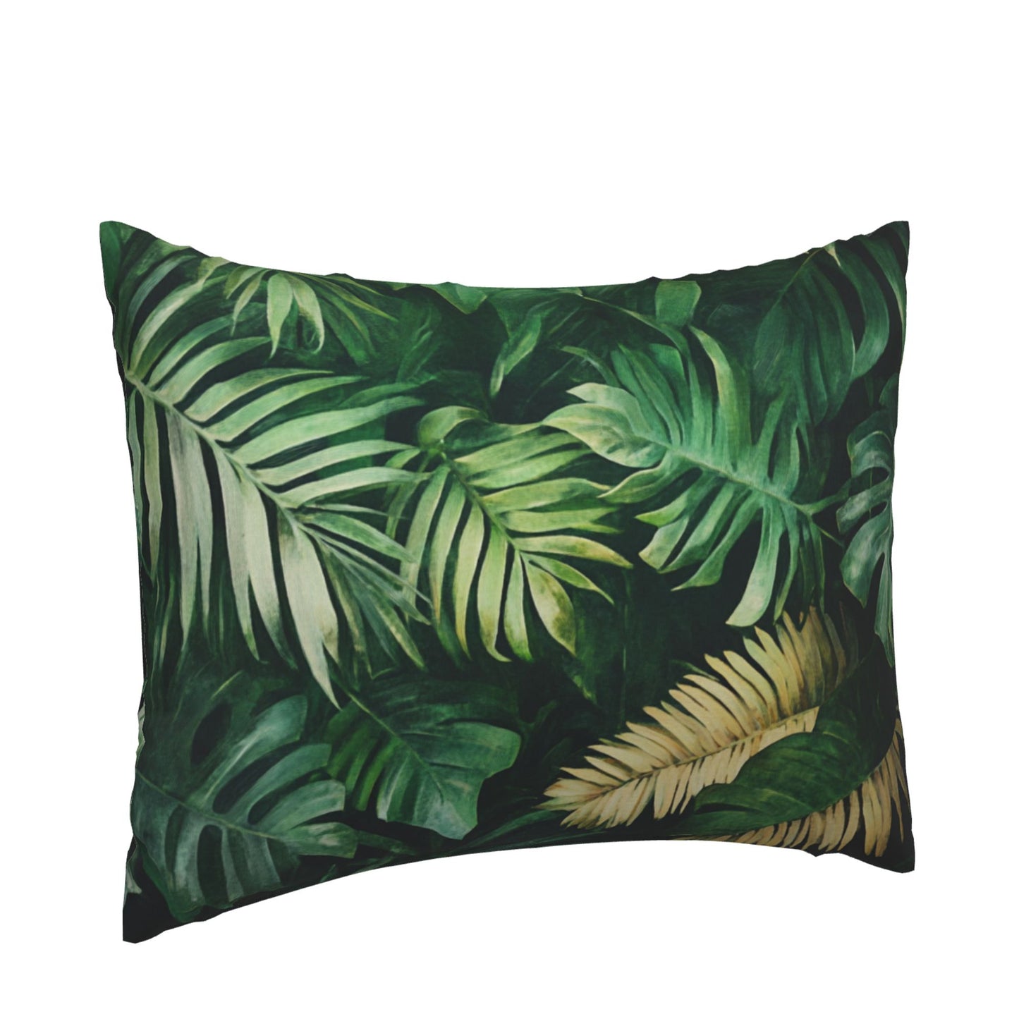Tropical Leaf Pillow Cover|20x16in Green Jungle Botanical Decorative Cushion Case|Removable Sofa or Bed Pillowcase