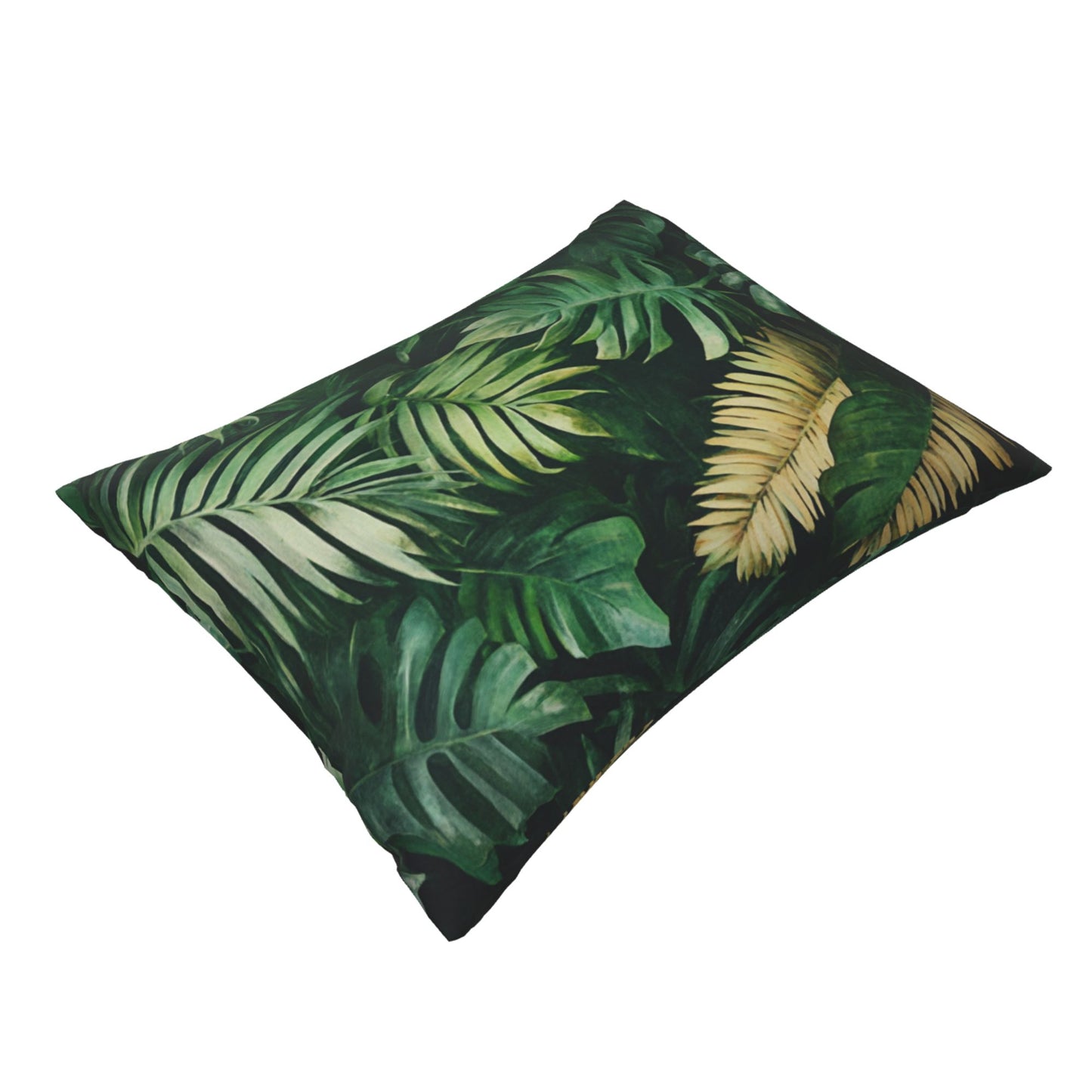 Tropical Leaf Pillow Cover|20x16in Green Jungle Botanical Decorative Cushion Case|Removable Sofa or Bed Pillowcase