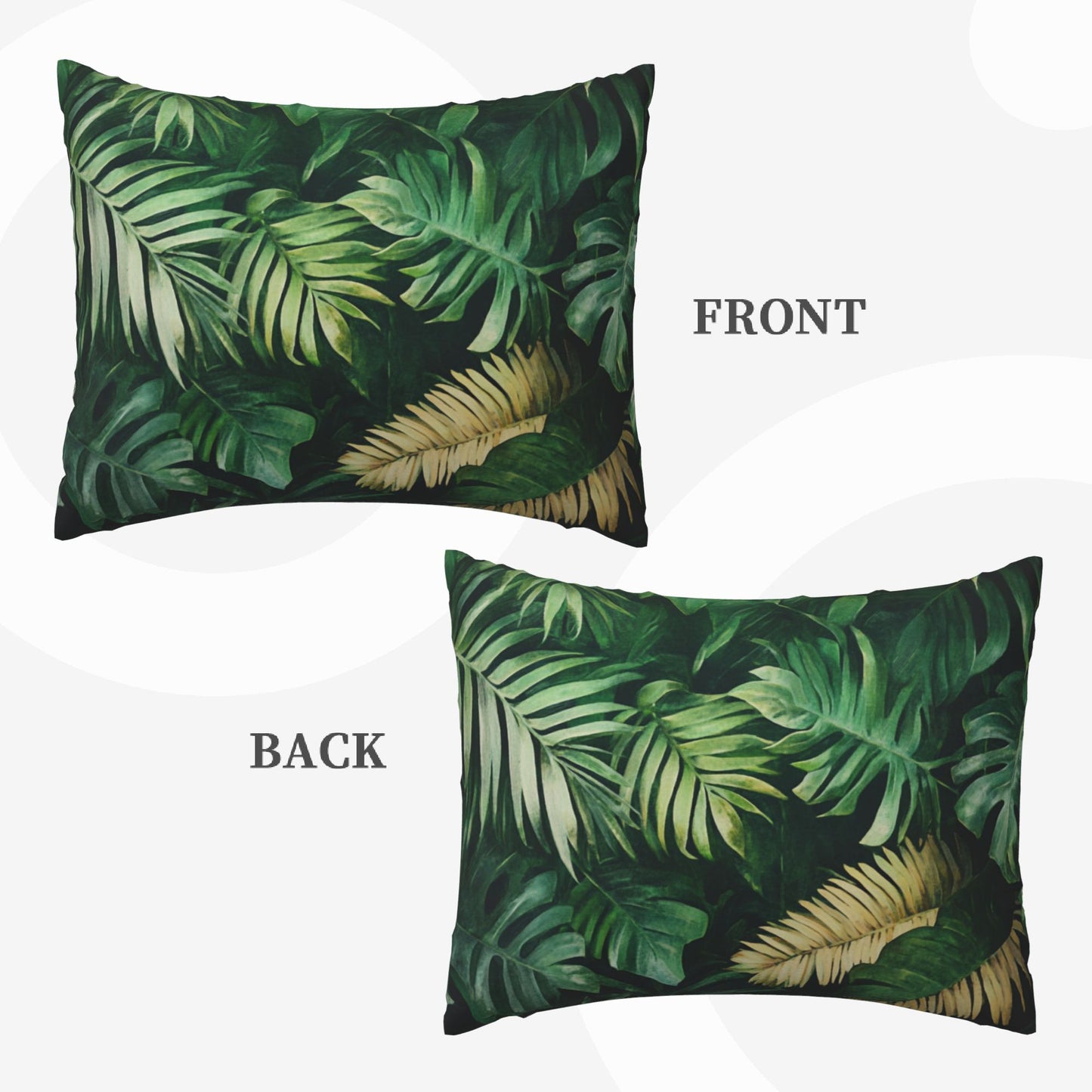 Tropical Leaf Pillow Cover|20x16in Green Jungle Botanical Decorative Cushion Case|Removable Sofa or Bed Pillowcase