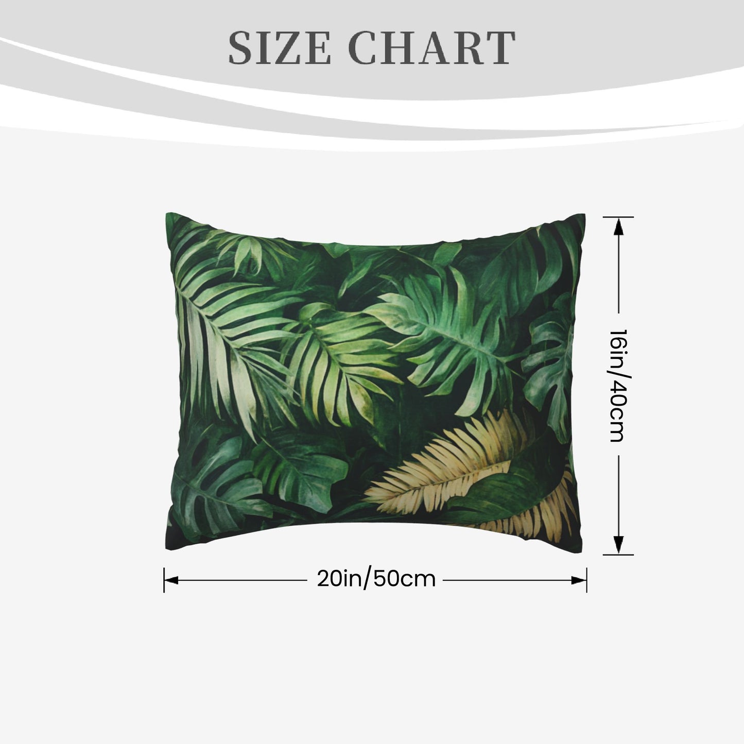 Tropical Leaf Pillow Cover|20x16in Green Jungle Botanical Decorative Cushion Case|Removable Sofa or Bed Pillowcase