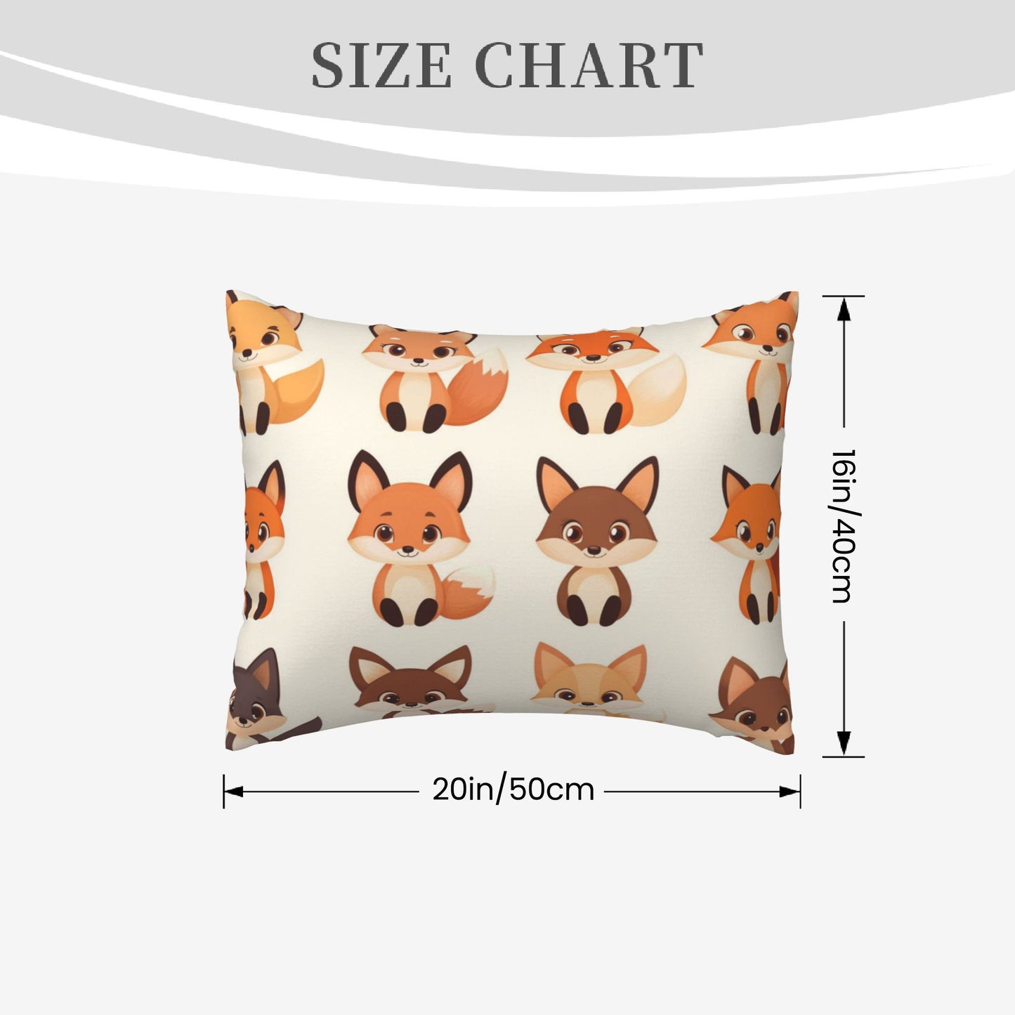 Cute Cartoon Fox Pillow Cover|20x16in Adorable Animal Decorative Cushion Case|Kids Room Sofa or Bedroom Pillowcase