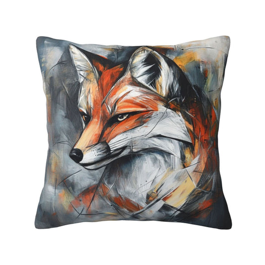 Abstract Fox Art Throw Pillow Cover｜16"x16" Modern Animal Decorative Cushion Case｜Removable Polyester Pillow Cover
