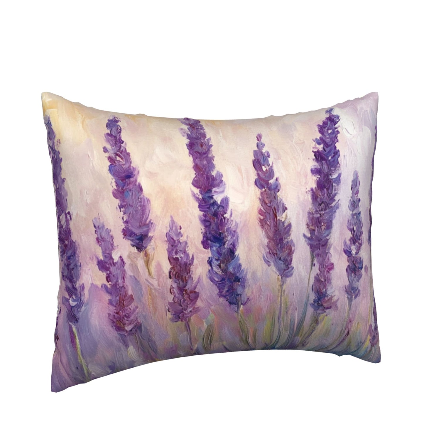 Lavender Flower Oil Painting Pillow Cover｜20x16in Purple Floral Decorative Throw Pillowcase｜Removable and Washable Accent Cushion Cover