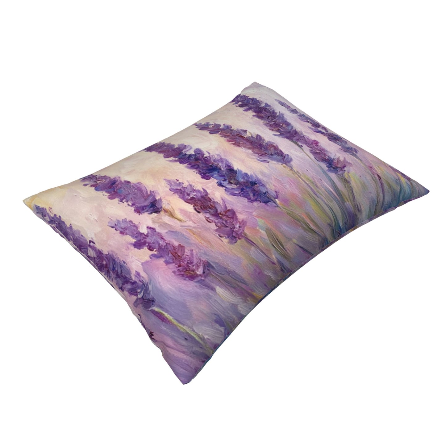 Lavender Flower Oil Painting Pillow Cover｜20x16in Purple Floral Decorative Throw Pillowcase｜Removable and Washable Accent Cushion Cover