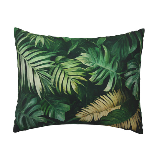 Tropical Leaf Pillow Cover｜20x16in Green Jungle Botanical Decorative Cushion Case｜Removable Sofa or Bed Pillowcase