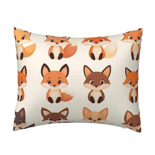 Cute Cartoon Fox Pillow Cover｜20x16in Adorable Animal Decorative Cushion Case｜Kids Room Sofa or Bedroom Pillowcase
