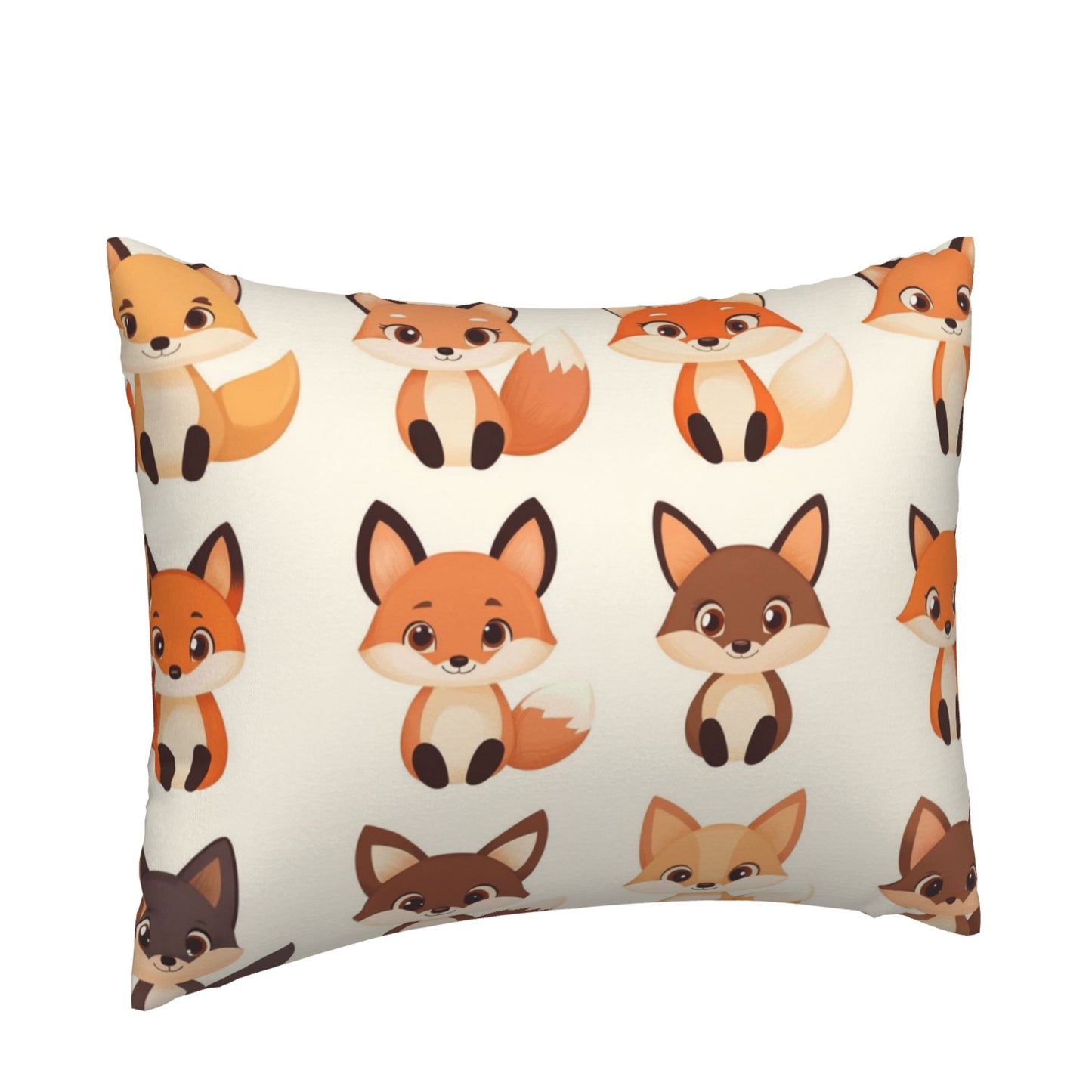 Cute Cartoon Fox Pillow Cover｜20x16in Adorable Animal Decorative Cushion Case｜Kids Room Sofa or Bedroom Pillowcase