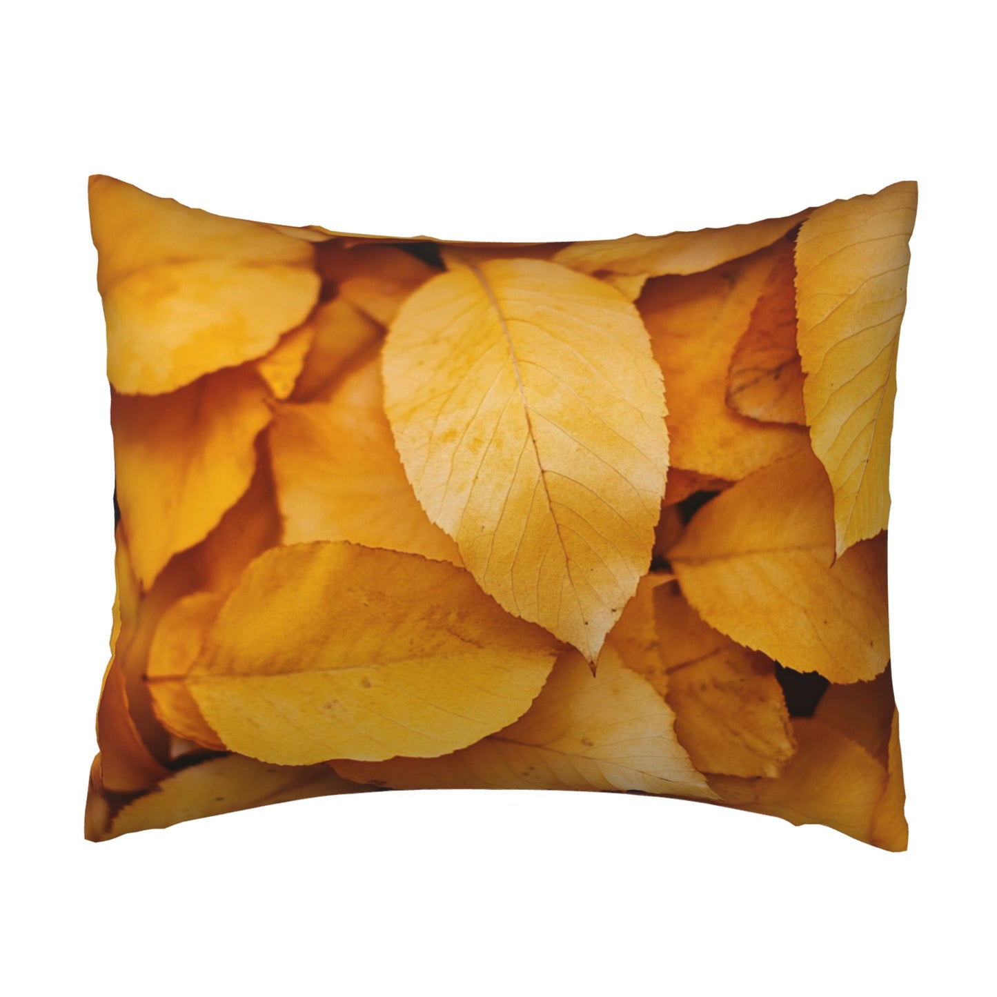 Autumn Golden Leaf Print Pillow Cover｜20x16in Seasonal Decorative Cushion Case｜Fall Nature Theme Sofa or Bed Pillowcase