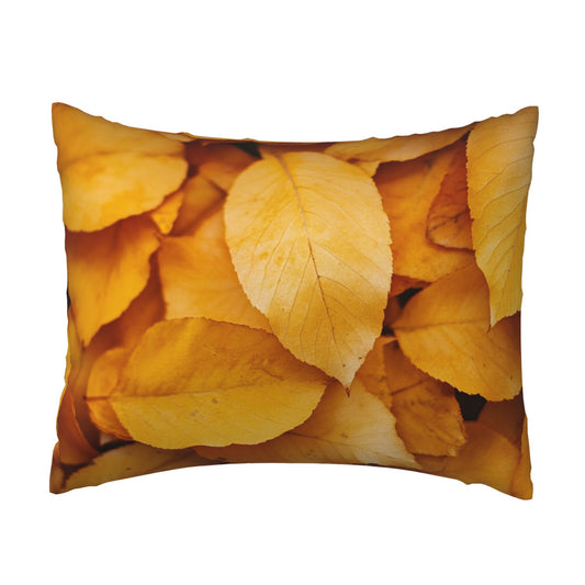 Autumn Golden Leaf Print Pillow Cover｜20x16in Seasonal Decorative Cushion Case｜Fall Nature Theme Sofa or Bed Pillowcase