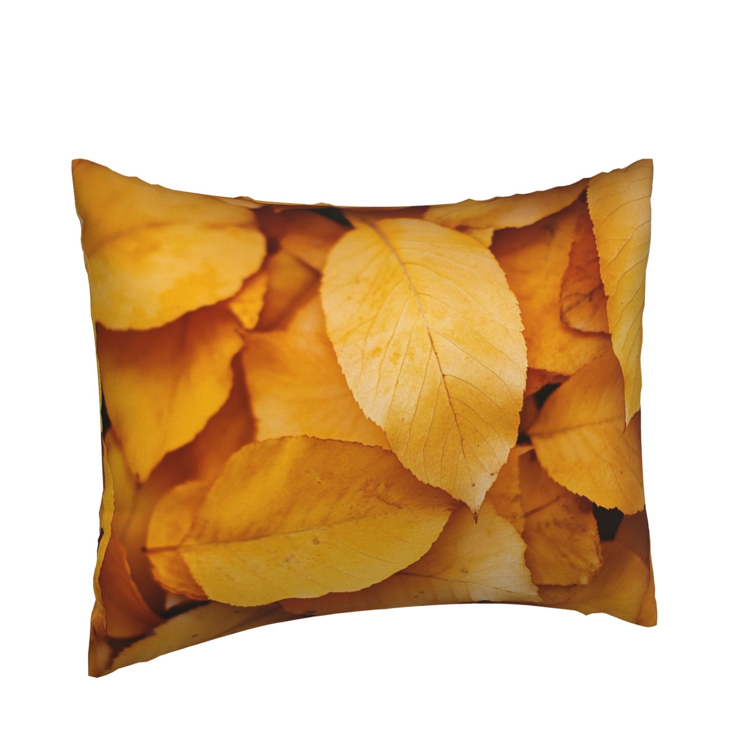 Autumn Golden Leaf Print Pillow Cover｜20x16in Seasonal Decorative Cushion Case｜Fall Nature Theme Sofa or Bed Pillowcase