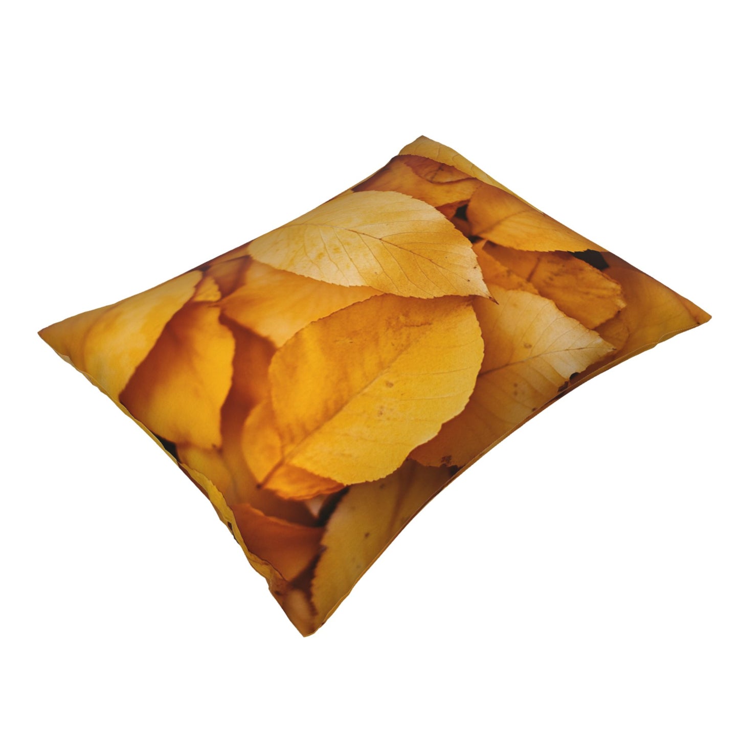 Autumn Golden Leaf Print Pillow Cover｜20x16in Seasonal Decorative Cushion Case｜Fall Nature Theme Sofa or Bed Pillowcase