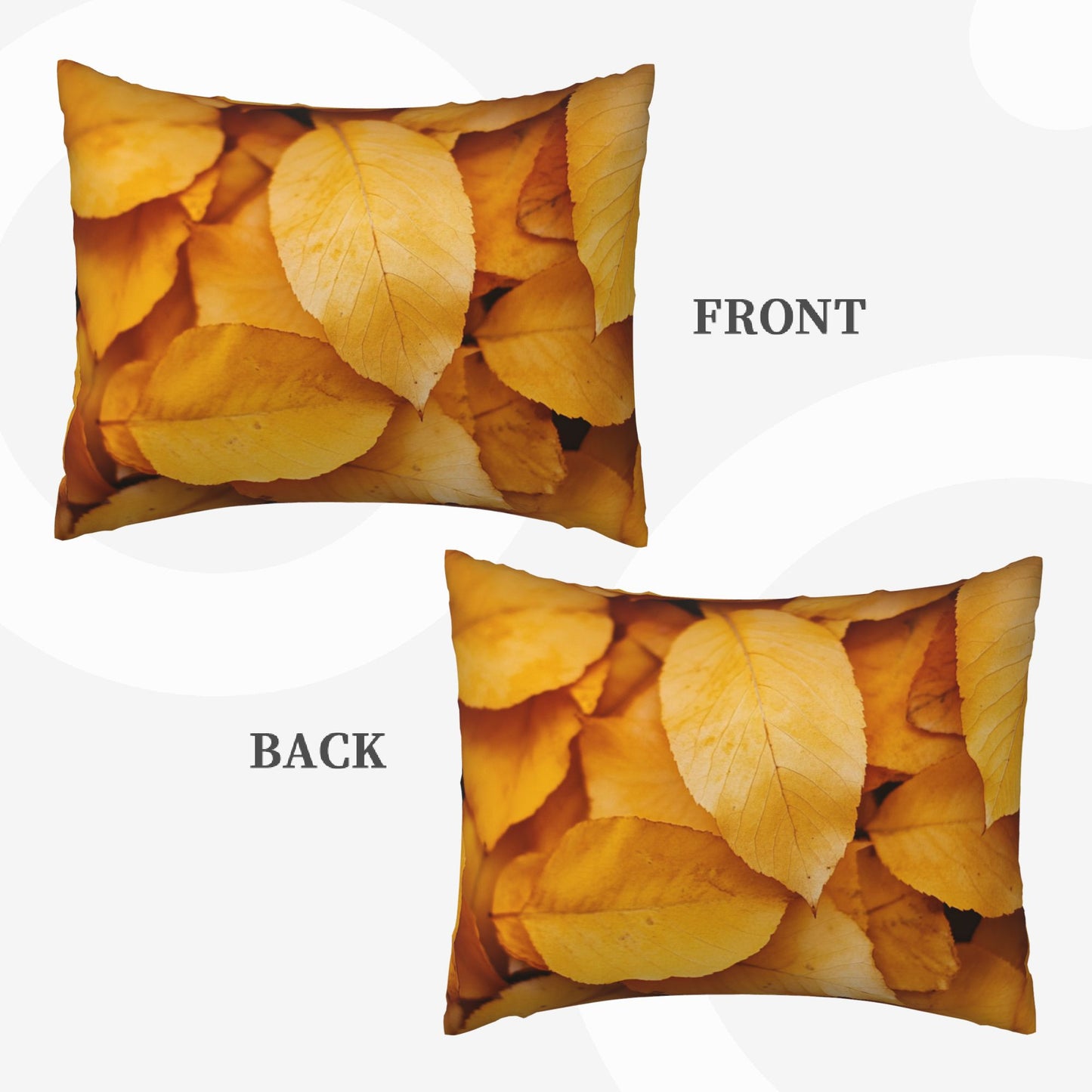Autumn Golden Leaf Print Pillow Cover｜20x16in Seasonal Decorative Cushion Case｜Fall Nature Theme Sofa or Bed Pillowcase
