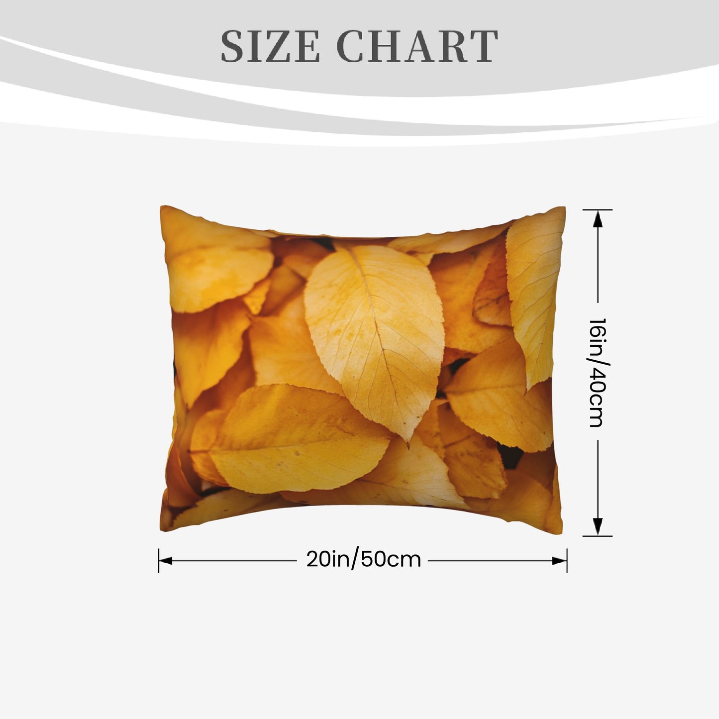 Autumn Golden Leaf Print Pillow Cover｜20x16in Seasonal Decorative Cushion Case｜Fall Nature Theme Sofa or Bed Pillowcase
